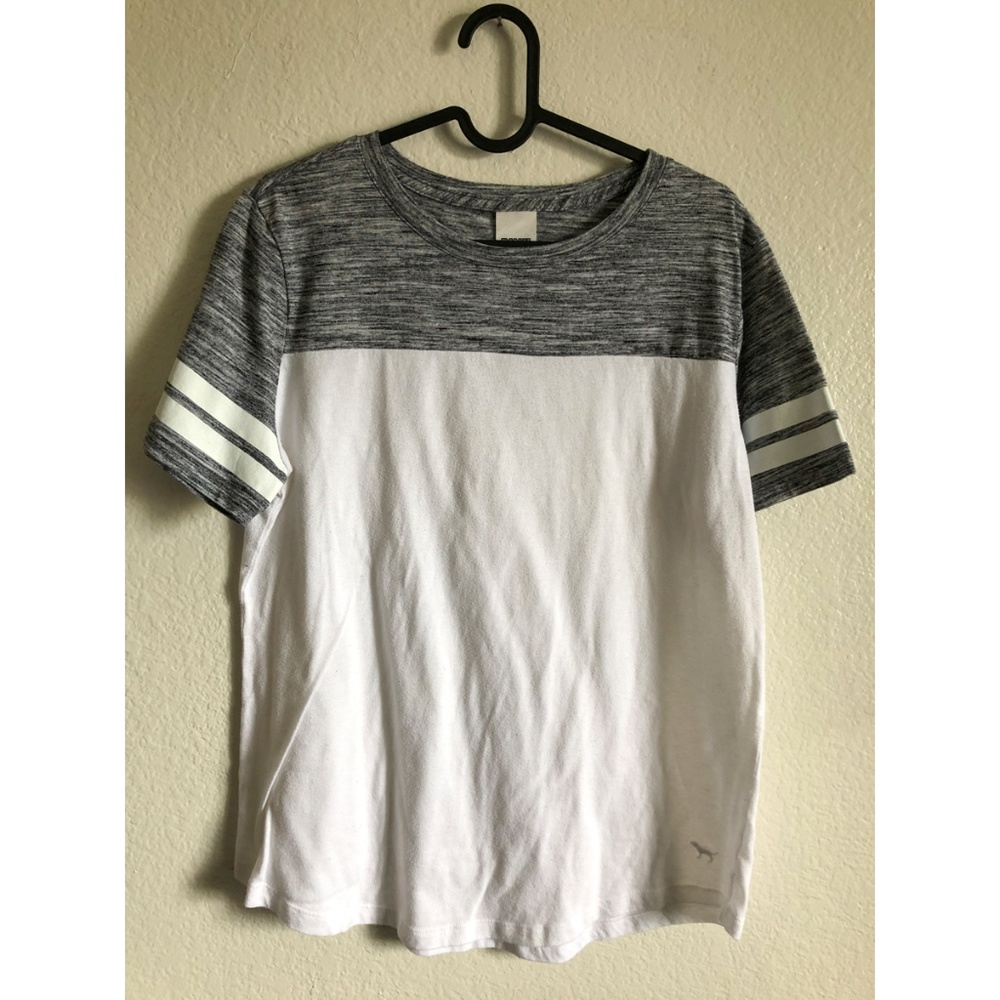 PINK by Victoria's Secret White + Gray Football T